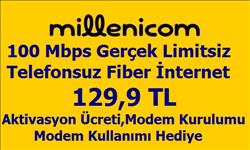 Millenicom 100 Mbps Gerçek Limitsiz Telefonsuz Fiber 129,9 TL