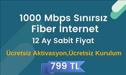 1000 Mbps Limitsiz Sınırsız Kotasız Fiber İnternet 799 TL 