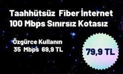 100 Mbps Limitsiz Taahhütsüz Fiber İnternet 79,9 TL   