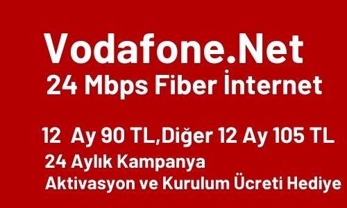 Vodafone.Net 24 Mbps Sınırsız Fiber İnternet İlk 12 Ay 90 TL