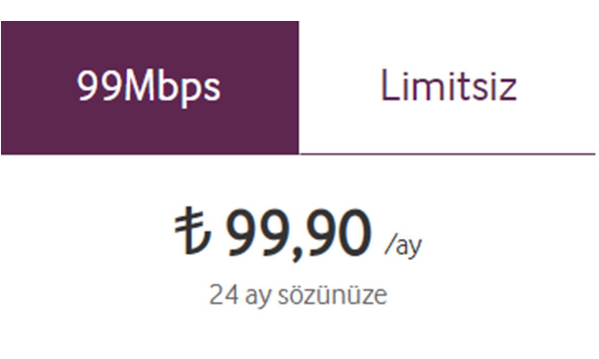 Vodafone 99 Mbps Limitsiz Fiber İnternet 99,9 TL