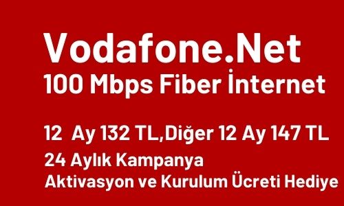 Vodafone.Net 100 Mbps Sınırsız Fiber İnternet İlk 12 Ay 132 TL