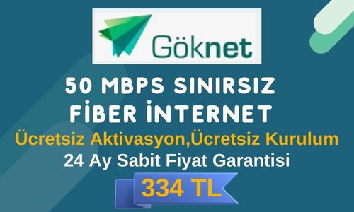 Göknet 50 Mbps Limitsiz Kotasız Fiber İnternet 334 TL